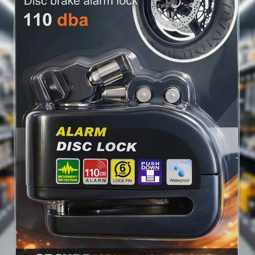 Candado de Disco con Alarma 110dB para Moto y Bicicleta - Antirrobo Impermeable's photo #1